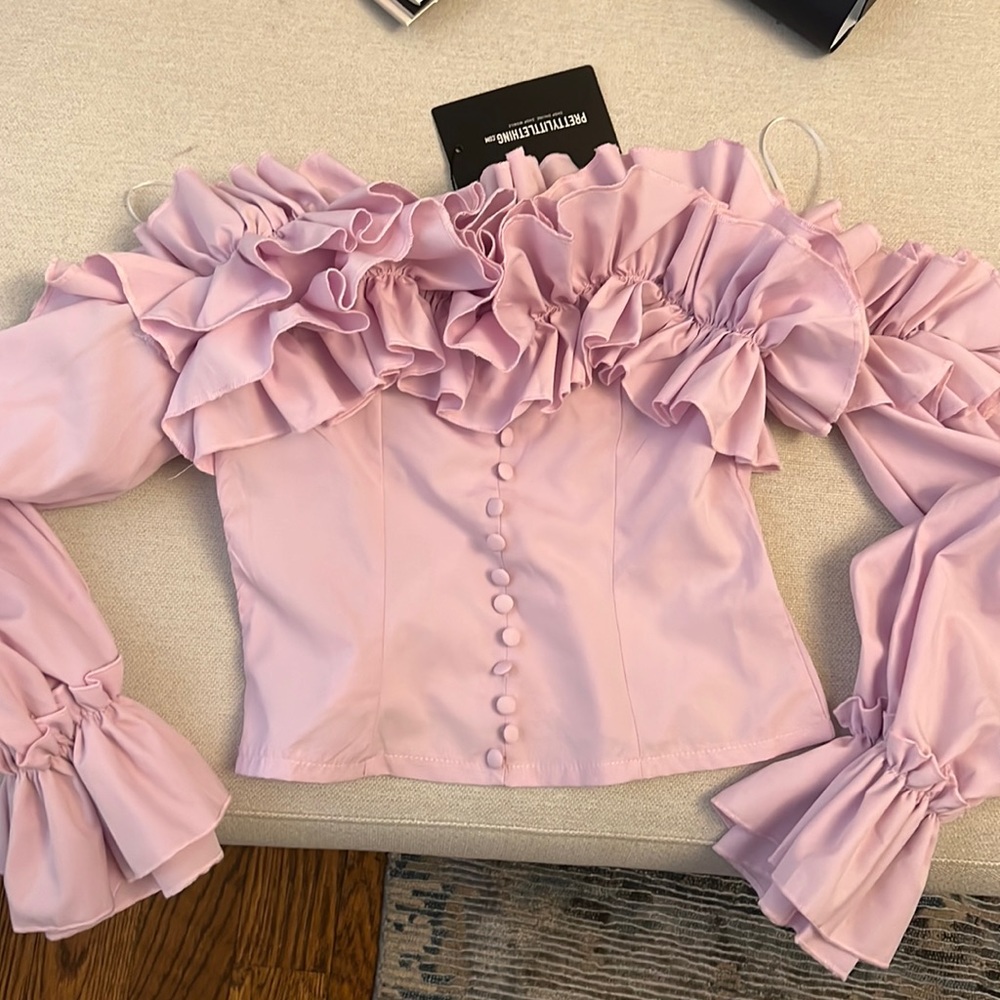 Pink over shoulder blouse